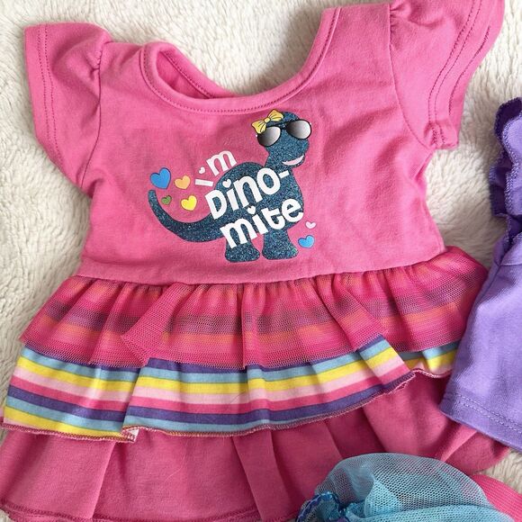 Build A Bear Workshop Pink Purple Girl Dino Outfit Dress Shirt Skirt Clothing - Picture 3 of 4